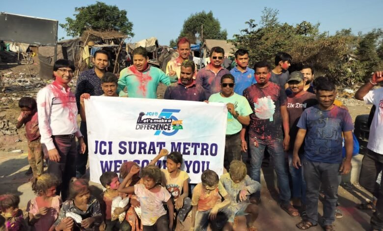 Holi celebration organized for poor children by JCI Surat Metro in Surat
